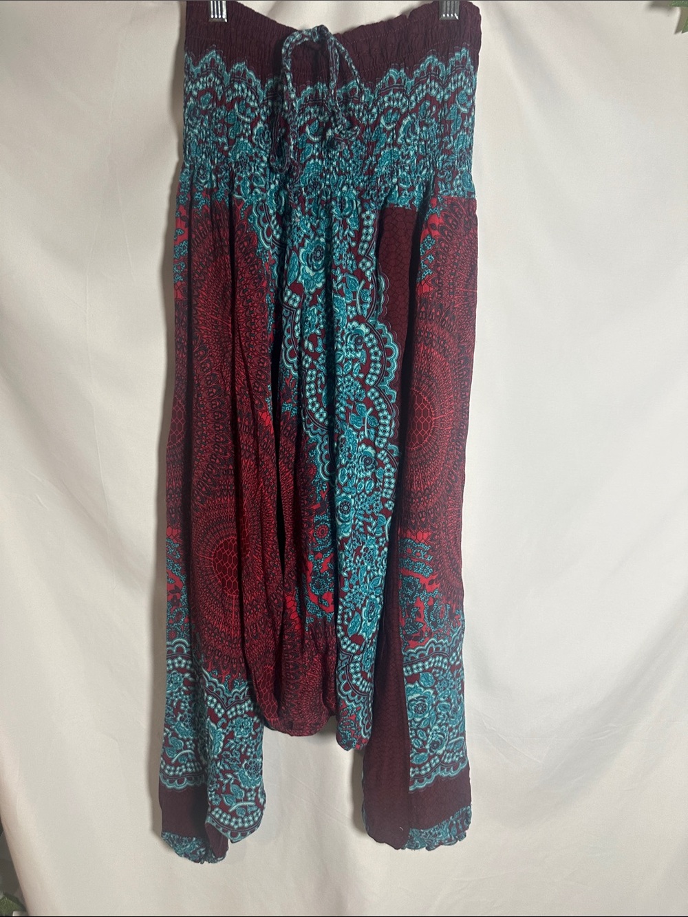 Harem pants in Burgundy and Teal
